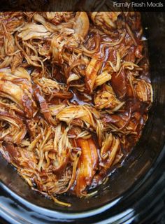 the best crockpot bbq chicken recipe in a slow cooker with text overlay