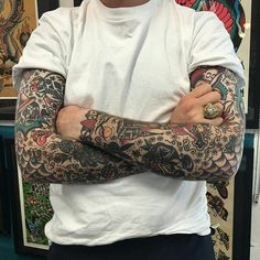 a man with tattoos on his arm and arms