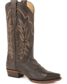 Stetson Women's Dark Brown Casey Leather Boots - Snip Toe , Brown Double Rose, Womens Cowgirl Boots, Father Shirts, Cowgirl Boots, Boot Shop, Stacked Heel, Work Boots, Western Boots, Full Grain Leather