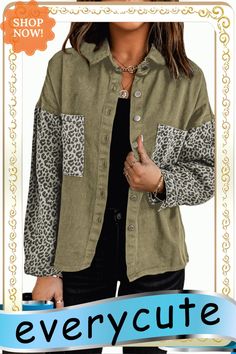 Contrast Leopard Denim Jacket Outerwear Women, Denim Jacket, Winter Jackets, Fall Winter, Jackets & Coats, Jackets For Women