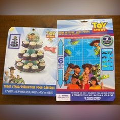 two boxes of toy story cupcakes on a table