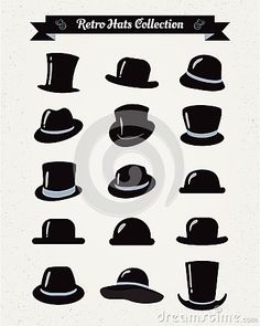 retro hats collection in black and white