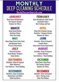 a poster with the month of cleaning schedule