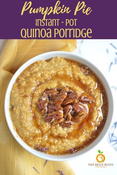 pumpkin pie instant pot quinoa porridge in a white bowl