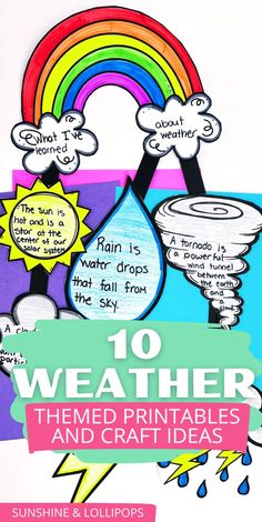 a book cover with the title 10 weather themed printables and craft ideas