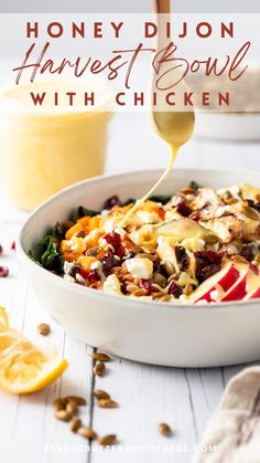 honey dijon harvest bowl with chicken is an easy and delicious side dish that's ready in under 30 minutes