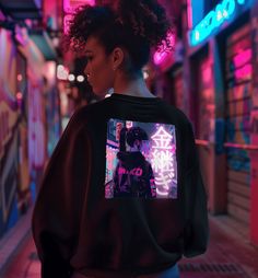 Elevate your style with this cyberpunk print sweatshirt, crafted from 100% US cotton. Futuristic design meets premium comfort in this essential statement piece. Stand out with sleek urban flair wherever you go. Embrace the future, one thread at a time. #cyberpunk #cyberpunkoutfit #etsyseller #sale #tiktok #vaporwave #neonnoir #streetwear #japanesestreetwear #anime #animeclothes #animesweatshirt #retrowave #dystopian #gift #giftsforfriends #techwear Designed Clothes, Korean Shirts, Neon Noir, Unisex Clothes, Anime Clothes