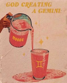 there is a poster with an image of a person pouring liquid into a cup that says god creating a germin