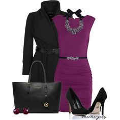 "radiant orchid" by sanchez-gaby on Polyvore Mode Shoes, Work Attire, Mode Inspiration, Work Fashion, Elegant Outfit, Look Chic, Purple Dress, Look Fashion, Passion For Fashion