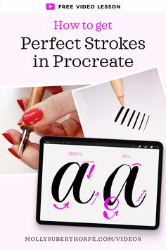 the text how to get perfect strokes in procreate is displayed on a tablet