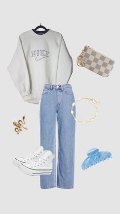 Jeans And Sweatshirt, Sweatshirt Outfits, Fall Sweatshirt Outfit, Cute Outfits For School, Sweatshirt Outfit