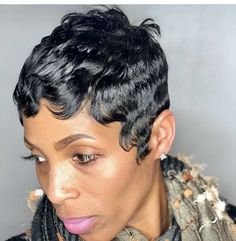 Fingerwaves Short Hair Black Pixie Cuts, Black Hair Short Cuts, Short Hair Images, Natural Hair Short Cuts, Short Straight Hair