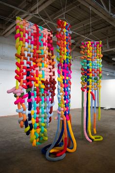 an art installation consisting of multicolored objects