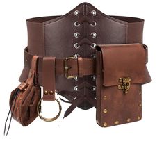 PRICES MAY VARY. -Enhance your Renaissance costume with our Belt Pouch Black/Brown, Corset Waistband + leather Strap Keyring + Coin Purse + Witch Magic Cork Potion Bottle Set. This set features a durable leather belt, an adjustable belt pouch, and two 1500ml glass potion bottle/vials, perfect for Festival Medieval Dress Up，Steampunk Style，Pirate & Assassin play, LARP Ren Faire, Halloween or cosplay parties. -Stand out in the dark and add a touch of magic to your outfit with the Glass Potion Bott Ren Faire Costume, Steampunk Halloween, Medieval Belt, Kostum Cosplay, Viking Costume, Festival Costumes, Belt Pouch, Halloween Accessories, Tuba