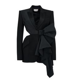 A subversive yet utterly glamourous take on the suit jacket.This jacket sees the hem sharply cut through the back and waist for a cropped look, joining together with an oversized polyfaille bow.Size Chart（CM）: Spring Party Blazer With Structured Boning, Fall Party Outerwear With Structured Boning, Elegant Bow Outerwear For Spring, Elegant Spring Outerwear With Bow, Fall Party Outerwear With Bow, Black Alexander Mcqueen, Suit Jackets For Women, Van Cleef Arpels, Mode Inspo