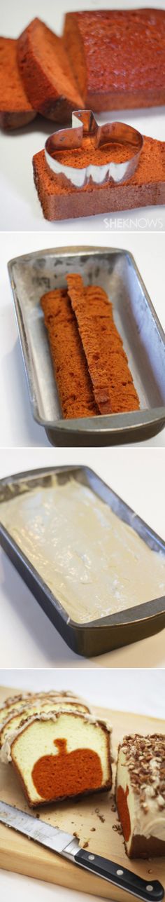 how to make a shape inside a loaf cake Pumpkin Pound Cake, Torte Cupcake, Baking Bread, Sweets Treats, Pound Cake, Muffin Pan, Pumpkin Recipes, Let Them Eat Cake