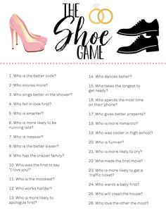 the shoe game with question cards