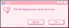 an error screen with the message'the file happiness cannot be found '