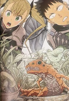 an image of two anime characters in front of plants