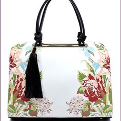 Flower Printed Day Satchel Flower Prints, Satchel, Bag Lady, Black White, Black And White, Handbags, Women Shopping, White, Black