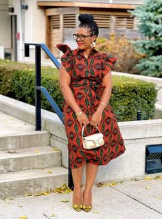 African Shirt Dress, African Hair Wrap, Red Shirt Dress, Dress Office, African Shirts, Cocktail Wedding, African Inspired Fashion, Belt Dress, African Print Dress