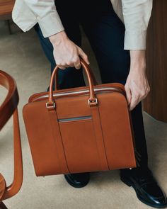 Palissy Double Briefcase · CarlFriedrik Formal Briefcase With Top Carry Handle, Modern Business Briefcase With Top Carry Handle, Timeless Briefcase For Business Trips With Top Carry Handle, Modern Laptop Bag For Business Meetings, Modern Briefcase With Top Carry Handle For Business, Modern Briefcase With Top Carry Handle, Modern Briefcase With Zipper For Work, Timeless Office Briefcase With Luggage Sleeve, Luxury Cognac Briefcase For Business Trips