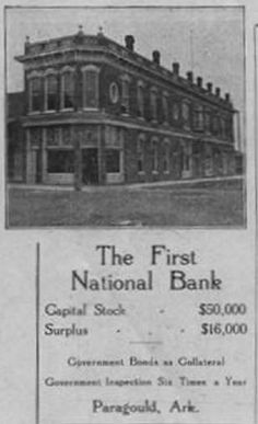 an advertisement for the first national bank, which is now on display in this newspaper