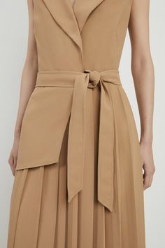 Tall Tailored Military Pleat Short Sleeve Mini Dress Beige Sleeveless Midi Dress For Work, Beige Sleeveless Office Dress, Sleeveless Beige Dress For Office, Elegant Brown Sleeveless Knee-length Dress, Elegant Brown Knee-length Sleeveless Dress, Elegant Brown Sleeveless Dress For Work, Elegant Brown Sleeveless Dress For Spring, Brown Sleeveless Knee-length Dress For Work, Brown Knee-length Sleeveless Dress For Work