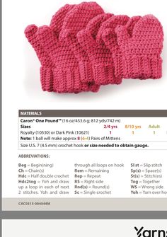 knitted mittens with instructions for knitting and crocheting in the style of gloves