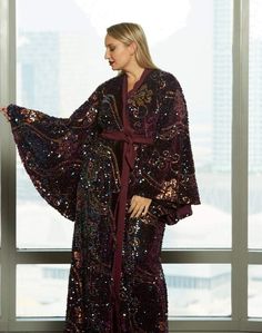 Luxury Velvet Kimono Robe | Plus Size Loungewear |ELLECTIVES – Ellectives Luxury Velvet Shawl For Festive Season, Luxury Festive Green Kimono, Luxury Purple Kimono For Women, Fall Party Abaya With Long Sleeves, Elegant Sequined Abaya For Party, Elegant Abaya With Sequins For Party, Elegant Fall Party Kimono, Elegant Long Sleeve Kimono For Parties, Elegant Red Party Kimono