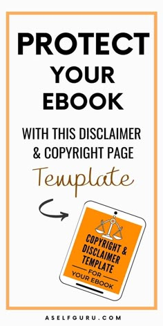 an orange and white book cover with the title protect your ebook