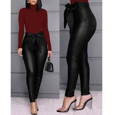 Red Leather Pants, Brown Leather Pants, Business Casual Outfits For Women, High Street Fashion, Leather Pants Women, Womens Business Casual, Elegante Casual, Spring Women, Trend Fashion