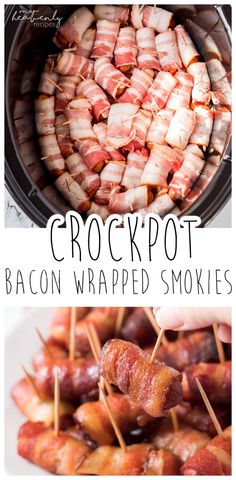 crockpot bacon wrapped smokies are ready to be eaten