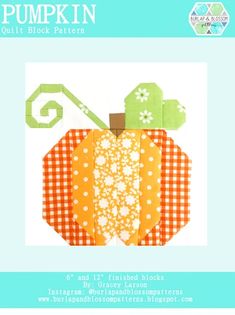 the pumpkin quilt block pattern is shown