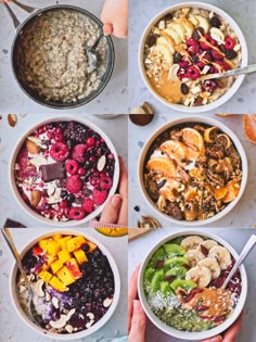 four bowls filled with different types of food