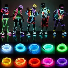 several different types of neon light up toys