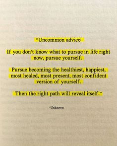 an open book with the words uncommon advice written on it and yellow highlights in each corner