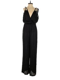 Zara Jumpsuit Size: Small Dresses - used. 100% Polyester, Metallic | Zara Jumpsuit: Black Metallic Jumpsuits - Size Small Metallic Jumpsuits, Solid Jumpsuit, Zara Jumpsuit, Small Dresses, Jumpsuit Black, Small Dress, Black Metallic, Black Solid, Black Jumpsuit