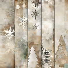 an abstract christmas background with snowflakes and trees