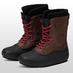 Initially it was the casual style of the Vans Standard Snow MTE Boot that caught our eye, but after we wore them we realized it was the warmth and waterproof protection that really set these apart. A removable felt liner traps heat to keep our toes feeling good, while the rubber lowers keep water from melting snow and slushy puddles out of our socks. Slip-resistant Brown Boots For Streetwear, Functional Slip-resistant Waterproof Winter Boots, Casual Brown Insulated Waterproof Boots, Brown Slip-resistant Boots For Streetwear, Insulated Gore-tex Waterproof Boots For Streetwear, Brown Functional Waterproof Boots With Rubber Sole, Functional Brown Waterproof Boots With Rubber Sole, Casual Boots With Rubber Toe Cap For Outdoor Work, Rugged Waterproof Boots For Winter Streetwear