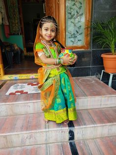 Radha Rani Dress For Baby Girl, Gopikamma Getup For Baby Girl, Kids Radha Look, Gopika Getup For Baby Girl, Radha Dress For Kids, Radha Fancy Dress For Kids, Radha Getup For Baby Girl, Gopikamma Photoshoot, Radha Look For Baby Girl