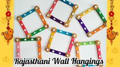 colorful frames with hearts on them and the words ragasthan wall hangings written below