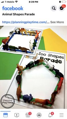 an animal shape frame made out of legos on top of a table with the words zoo shapes parade