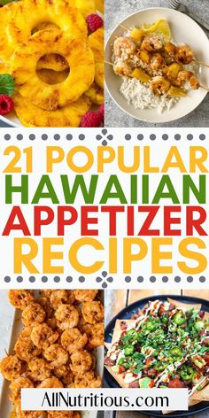 hawaiian appetizer recipe collage with text overlay that reads, 2 popular hawaiian appetizer recipes