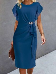 Ținute Business Casual, Wedding Guest Dress Midi, Cocktail Dress Wedding Guest, Cheap Party Dresses, Color Season, Party Dresses Online, Cocktail Dress Wedding, Semi Formal Dress, Cotton Blends Dress