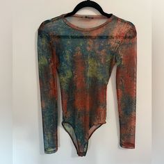 Brand:Zara Size:Small Color:Orange/Red/Blue/Green Condition:Perfect/Never Worn Casual Printed Multicolor Bodysuit, Casual Multicolor Printed Bodysuit, Spring Multicolor Stretch Bodysuit, Summer Long Sleeve Multicolor Bodysuit, Multicolor Long Sleeve Bodysuit For Summer, Spring Multicolor Fitted Bodysuit, Trendy Multicolor Printed Bodysuit, Trendy Stretch Multicolor Bodysuit, Long Sleeve Multicolor Bodysuit For Summer