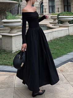 Off Shoulder Criss Cross Long Dress Black Sleeveless Midi Dress, Elegant Fall, Jeans Cargo, Long Midi Dress, Maxi Robes, Yoga Shorts, Long Sleeve Maxi, Denim Jumpsuit, Style Elegant