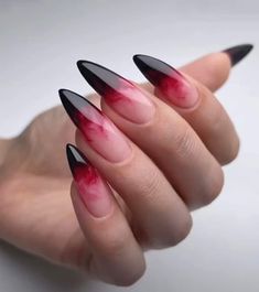 Transparent Black Nails, Pointy Nails, Seasonal Nails, Almond Acrylic Nails, Almond Nail, Rainbow Nails, Creative Nails, Nail Shapes