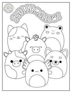 an animal coloring page with the words sushimallows