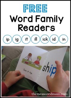 a child reading a book with the words free word family readers on it and an image of